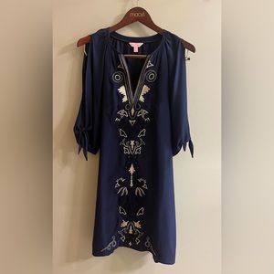 Lilly Pulitzer navy and gold dress, size small